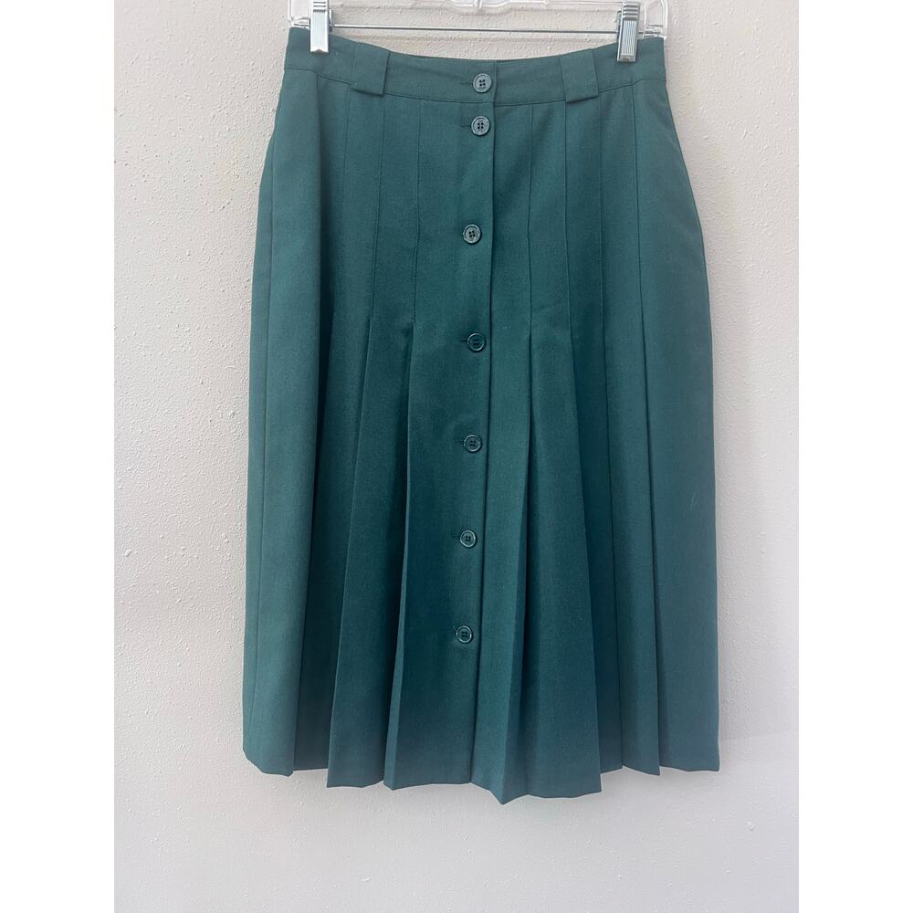 Mondi Forest Green Pleated Midi Skirt
